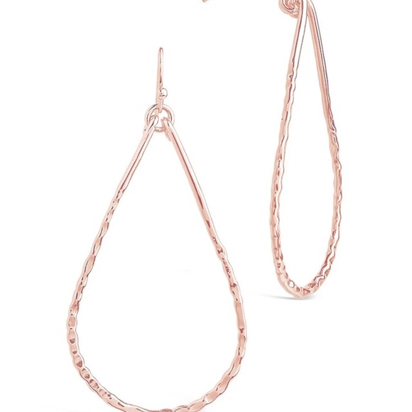 Hammered Teardrop Dangle Earring in Rose Gold - Picture 2 of 8